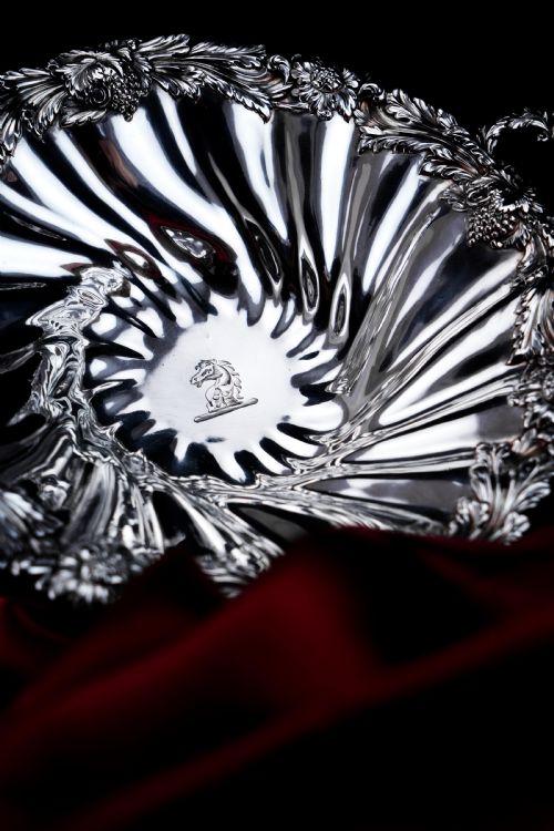fig 3. Antique Solid Silver Georgian Bowl, Twin Handle Wrythen & Profusely Chased Motifs - Edward Edwards 1834