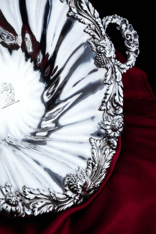 fig 5. Antique Solid Silver Georgian Bowl, Twin Handle Wrythen & Profusely Chased Motifs - Edward Edwards 1834