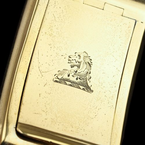 fig 3. Antique Georgian Solid Silver Gilt Snuff Box Curved & Crested Design - William Simpson 1810