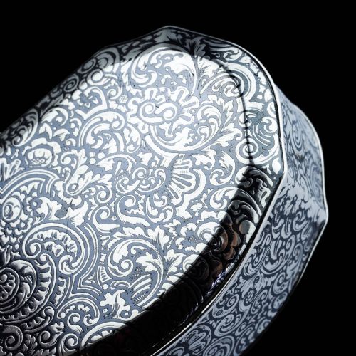 ANTIQUE FRENCH SOLID SILVER NIELLO TABLE SNUFF BOX C1880 - ADDITIONAL PHOTO 9