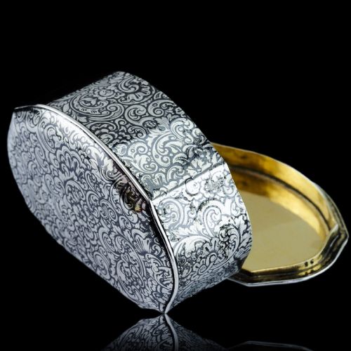 ANTIQUE FRENCH SOLID SILVER NIELLO TABLE SNUFF BOX C1880 - ADDITIONAL PHOTO 18