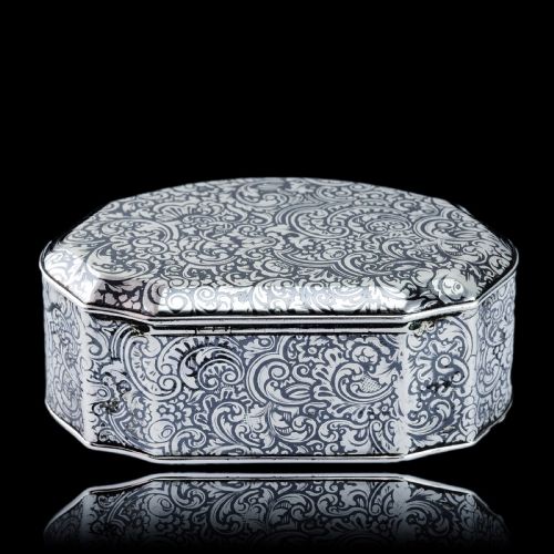 ANTIQUE FRENCH SOLID SILVER NIELLO TABLE SNUFF BOX C1880 - ADDITIONAL PHOTO 22