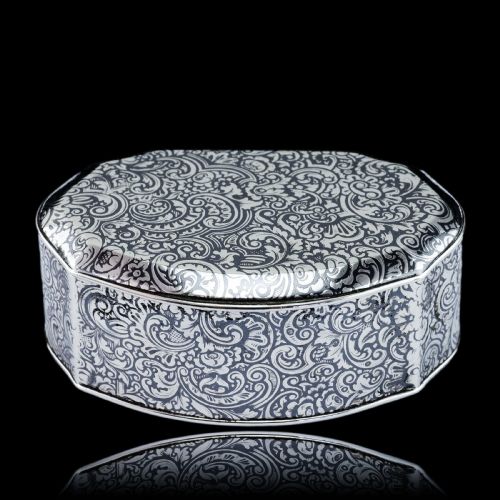 ANTIQUE FRENCH SOLID SILVER NIELLO TABLE SNUFF BOX C1880 - ADDITIONAL PHOTO 25
