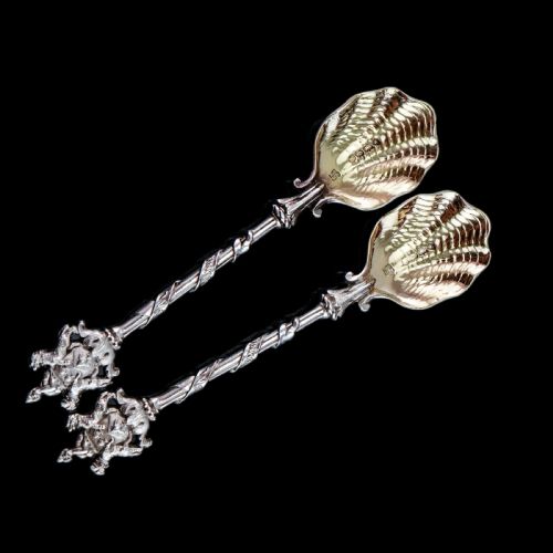 fig 4. Antique Solid Silver Pair of Spoons, Salters Company - Smith, Nicholson & Co 1858