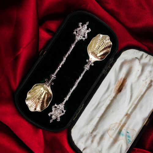 fig 5. Antique Solid Silver Pair of Spoons, Salters Company - Smith, Nicholson & Co 1858