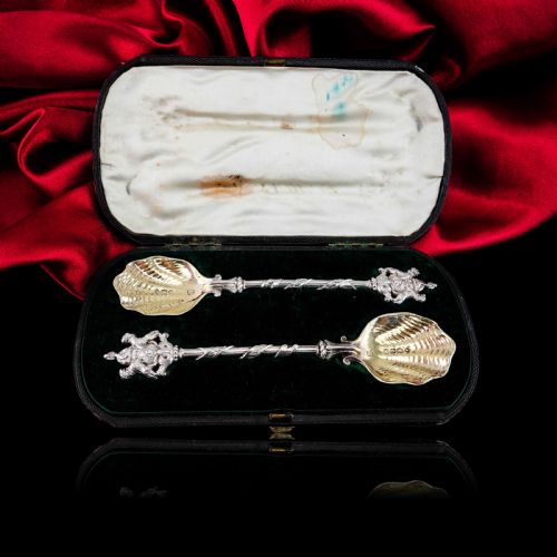 fig 6. Antique Solid Silver Pair of Spoons, Salters Company - Smith, Nicholson & Co 1858