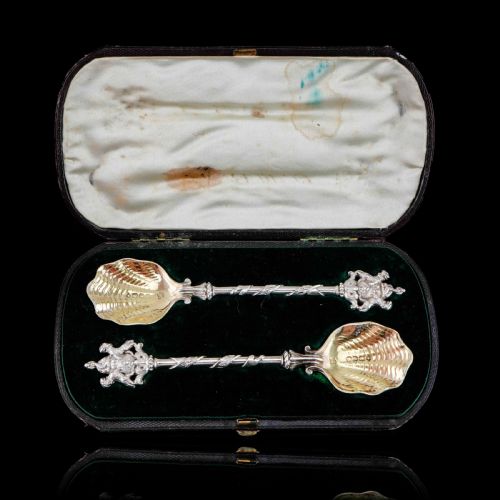 fig 7. Antique Solid Silver Pair of Spoons, Salters Company - Smith, Nicholson & Co 1858