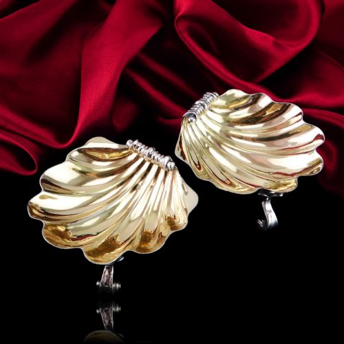 ANTIQUE GEORGIAN SOLID SILVER SCALLOP SHELL SALTSBUTTER DISHES ROCOCO DESIGN EDWARD FARRELL 1830 - ADDITIONAL PHOTO 3