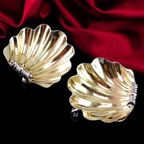 ANTIQUE GEORGIAN SOLID SILVER SCALLOP SHELL SALTSBUTTER DISHES ROCOCO DESIGN EDWARD FARRELL 1830 - ADDITIONAL PHOTO 5