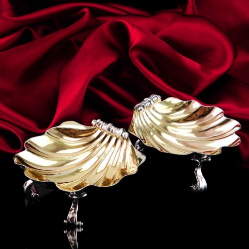ANTIQUE GEORGIAN SOLID SILVER SCALLOP SHELL SALTSBUTTER DISHES ROCOCO DESIGN EDWARD FARRELL 1830 - ADDITIONAL PHOTO 19
