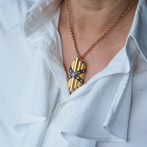 ANTIQUE VICTORIAN 18K GOLD ROSE CUT DIAMOND BLUE ENAMEL PENDANT C1880 - ADDITIONAL PHOTO 6