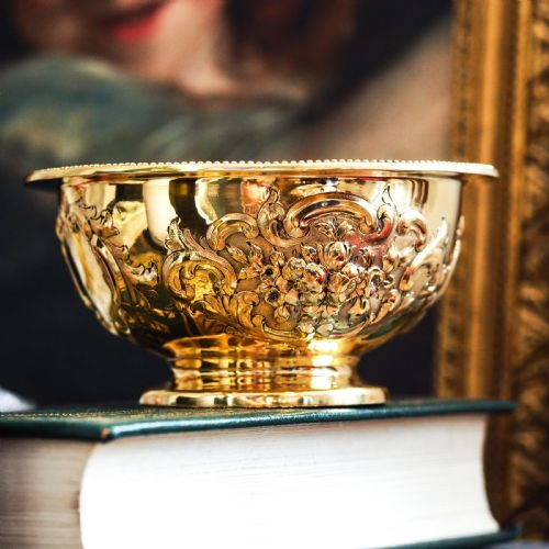 fig 3. Antique Victorian Solid Silver Gilt Bowl with Ornate Floral Chasing - Henry Wilkinson & Co 1860