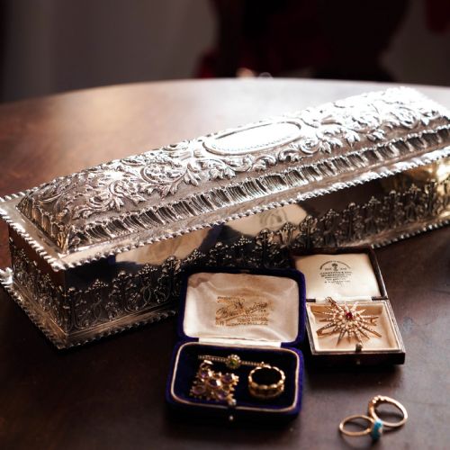 fig 5. Giant Antique Edwardian Solid Silver Jewellery Box with Profuse Chased Decorations - Mappin & Webb Ltd 1901