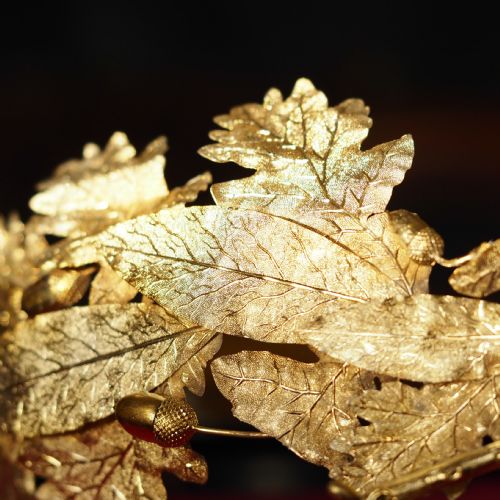 fig 1. Antique French Solid Silver Gilt Crown Foliate Wreath with Laurel/Acorn Leaves 19th Century