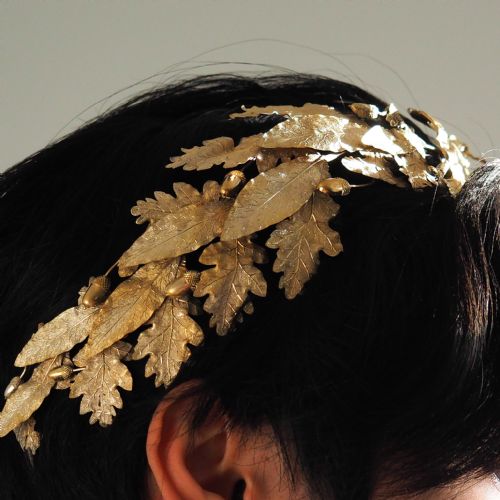 fig 5. Antique French Solid Silver Gilt Crown Foliate Wreath with Laurel/Acorn Leaves 19th Century