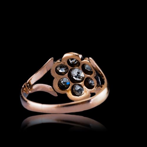fig 1. Antique Georgian Diamond Ring with Flower Cluster Design 9K Gold - c.1830
