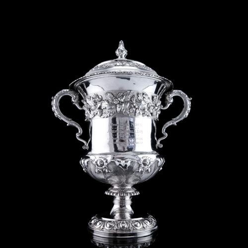fig 1. Antique Georgian Solid Silver Cup/Wine Cooler with Lid, Earl Interest - Barnards 1826