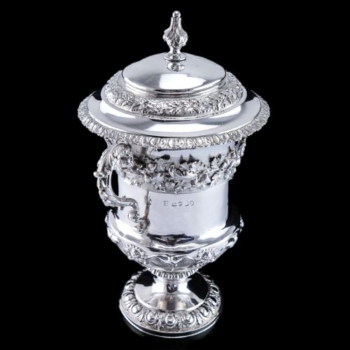 fig 7. Antique Georgian Solid Silver Cup/Wine Cooler with Lid, Earl Interest - Barnards 1826