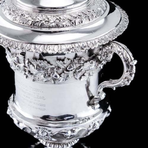fig 8. Antique Georgian Solid Silver Cup/Wine Cooler with Lid, Earl Interest - Barnards 1826