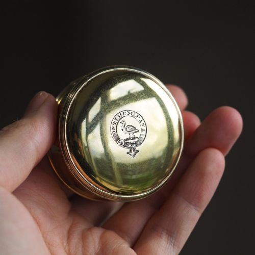 fig 2. Antique Solid Silver Gilt Circular Tobacco Snuff Box - 18th Century