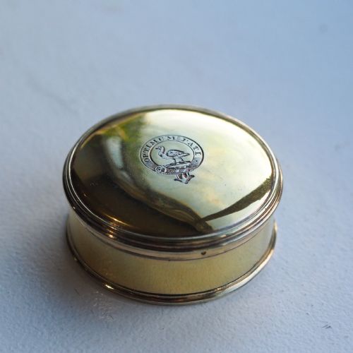 fig 5. Antique Solid Silver Gilt Circular Tobacco Snuff Box - 18th Century