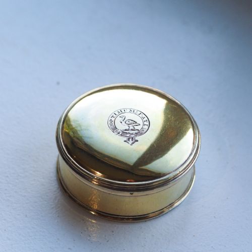 fig 6. Antique Solid Silver Gilt Circular Tobacco Snuff Box - 18th Century