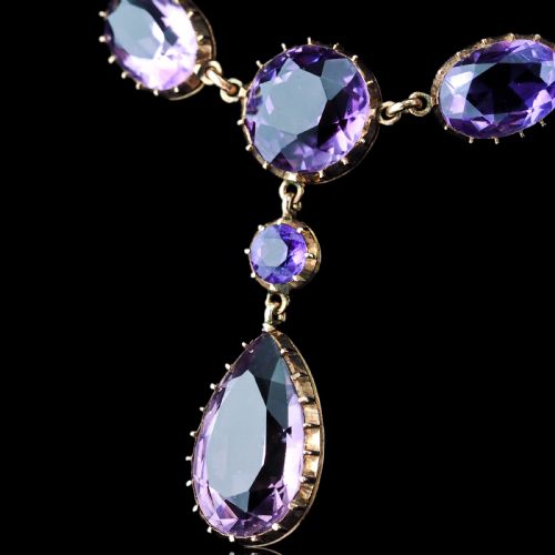 fig 5. Antique Amethyst Necklace with Riviere/Drop Design 9K Gold c.1900