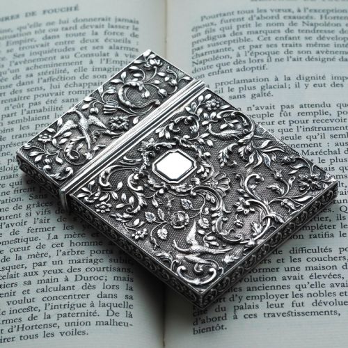Antique Georgian Solid Silver Card Case with Gorgeous Decorations - Joseph Willmore 1836