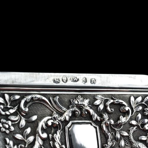 fig 2. Antique Georgian Solid Silver Card Case with Gorgeous Decorations - Joseph Willmore 1836