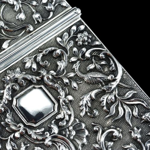 fig 6. Antique Georgian Solid Silver Card Case with Gorgeous Decorations - Joseph Willmore 1836