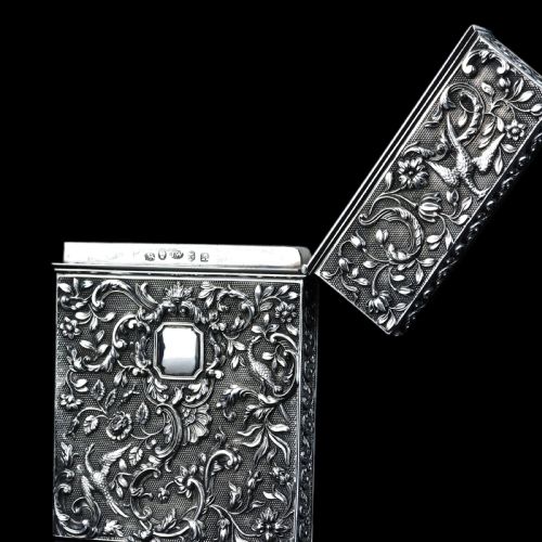 fig 7. Antique Georgian Solid Silver Card Case with Gorgeous Decorations - Joseph Willmore 1836