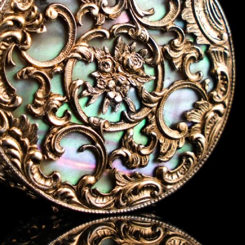 fig 5. Antique Silver Gilt Pill/Snuff Box with Mother of Pearl - 19th c.