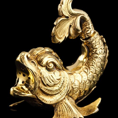 fig 2. Sterling Silver Gilt Salt and Pepper Shakers in the form of Fish/Dolphin