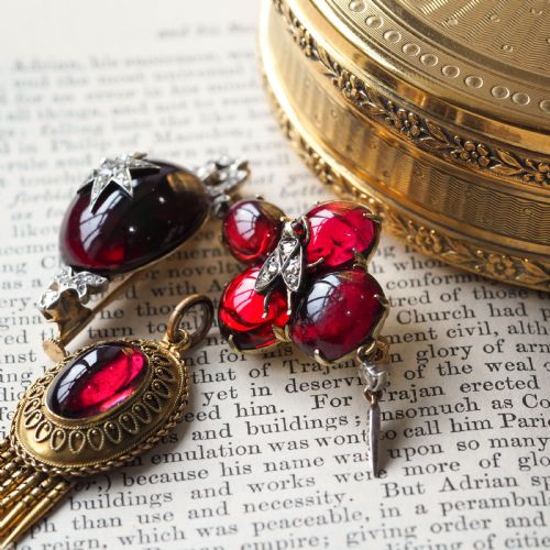 ANTIQUE VICTORIAN GARNET CABOCHON DIAMOND BROOCHPENDANT 14K GOLD C1880 - ADDITIONAL PHOTO 26