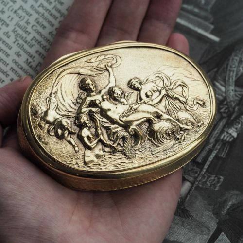 ANTIQUE GEORGIAN SILVER GILT SNUFF BOX SCENE OF VENUS LONDON 1810 - ADDITIONAL PHOTO 6