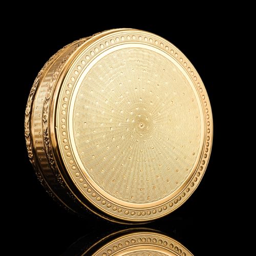 Antique French Solid Silver Gilt Vermeil Circular Box - C.1900
