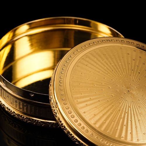 fig 1. Antique French Solid Silver Gilt Vermeil Circular Box - c.1900
