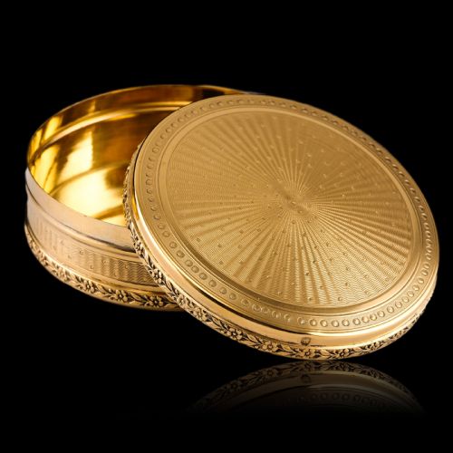 fig 2. Antique French Solid Silver Gilt Vermeil Circular Box - c.1900