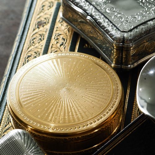 fig 6. Antique French Solid Silver Gilt Vermeil Circular Box - c.1900