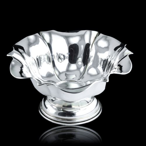 ANTIQUE SOLID SILVER BOWL FLAREDFLORAL DESIGN AUSTRO HUNGARIAN C1880 - ADDITIONAL PHOTO 1