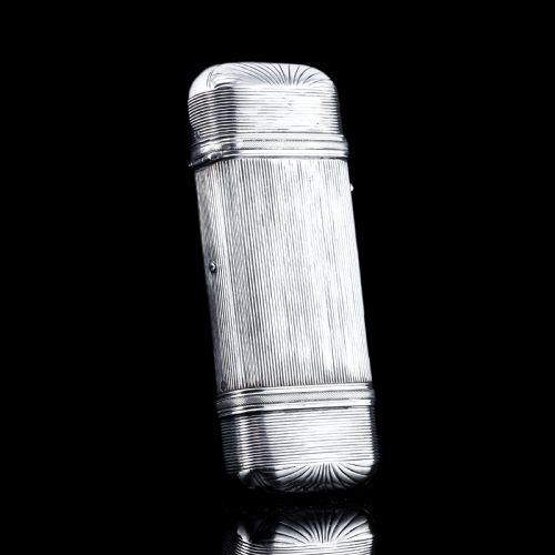 Antique Solid Silver Cigar/cheroot Case with Reeded Design - Dutch 19th C.