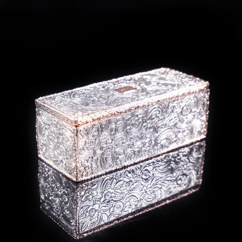 Magnificent Georgian Rose Gold & Silver Table Snuff Box - William Parker 1824 View II