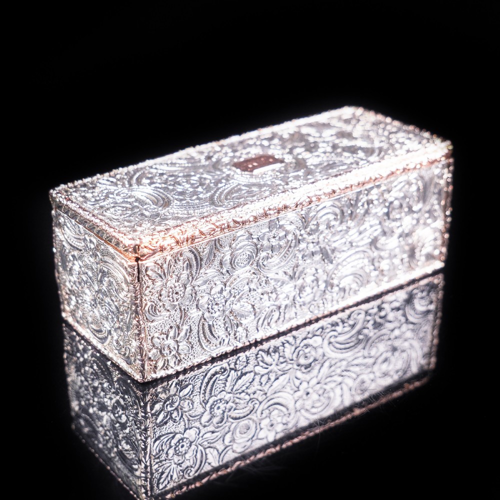 Magnificent Georgian Rose Gold & Silver Table Snuff Box - William Parker 1824 View III