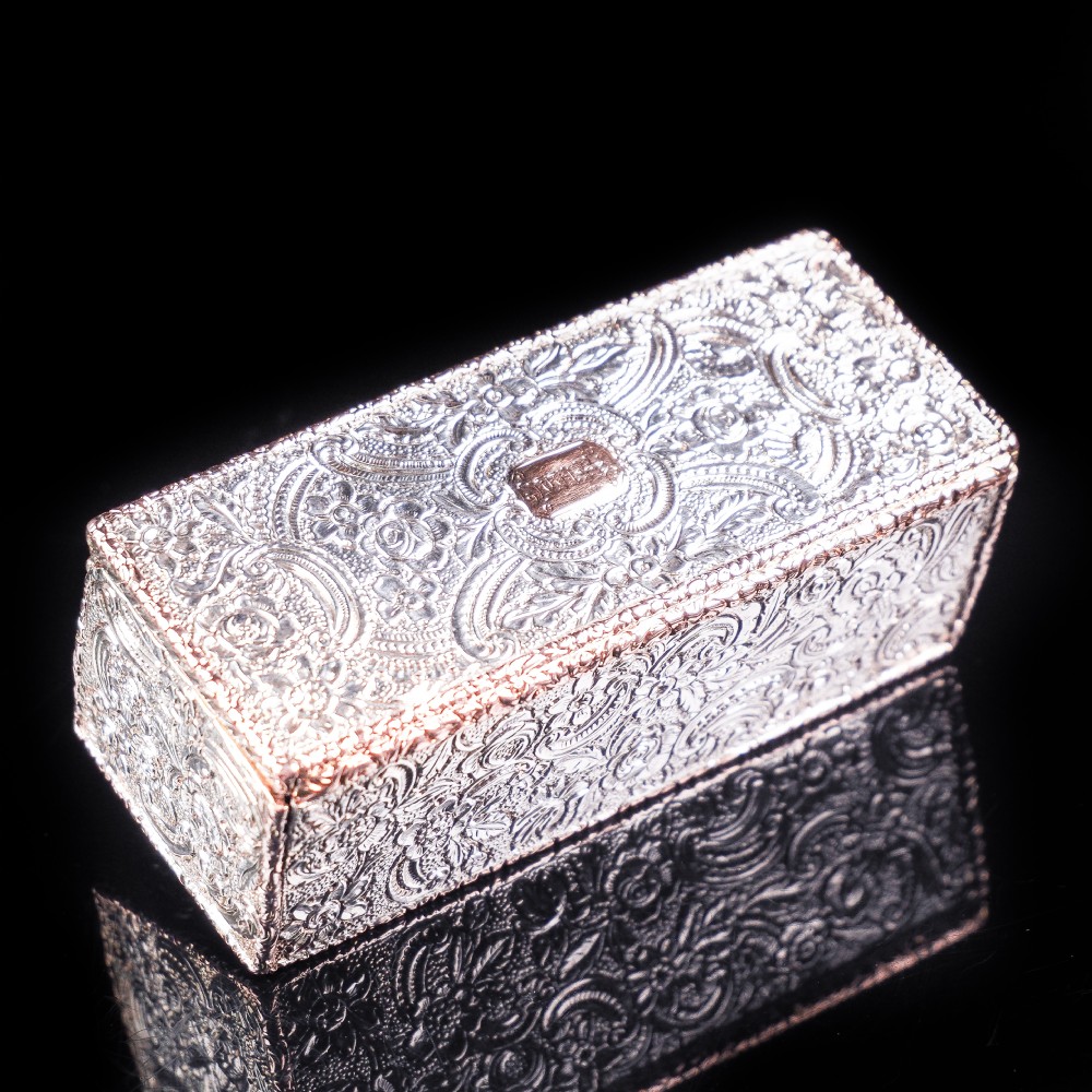 Magnificent Georgian Rose Gold & Silver Table Snuff Box - William Parker 1824 View VIII