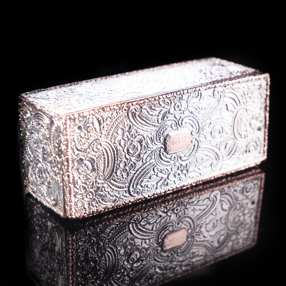 Magnificent Georgian Rose Gold & Silver Table Snuff Box - William Parker 1824 View XII