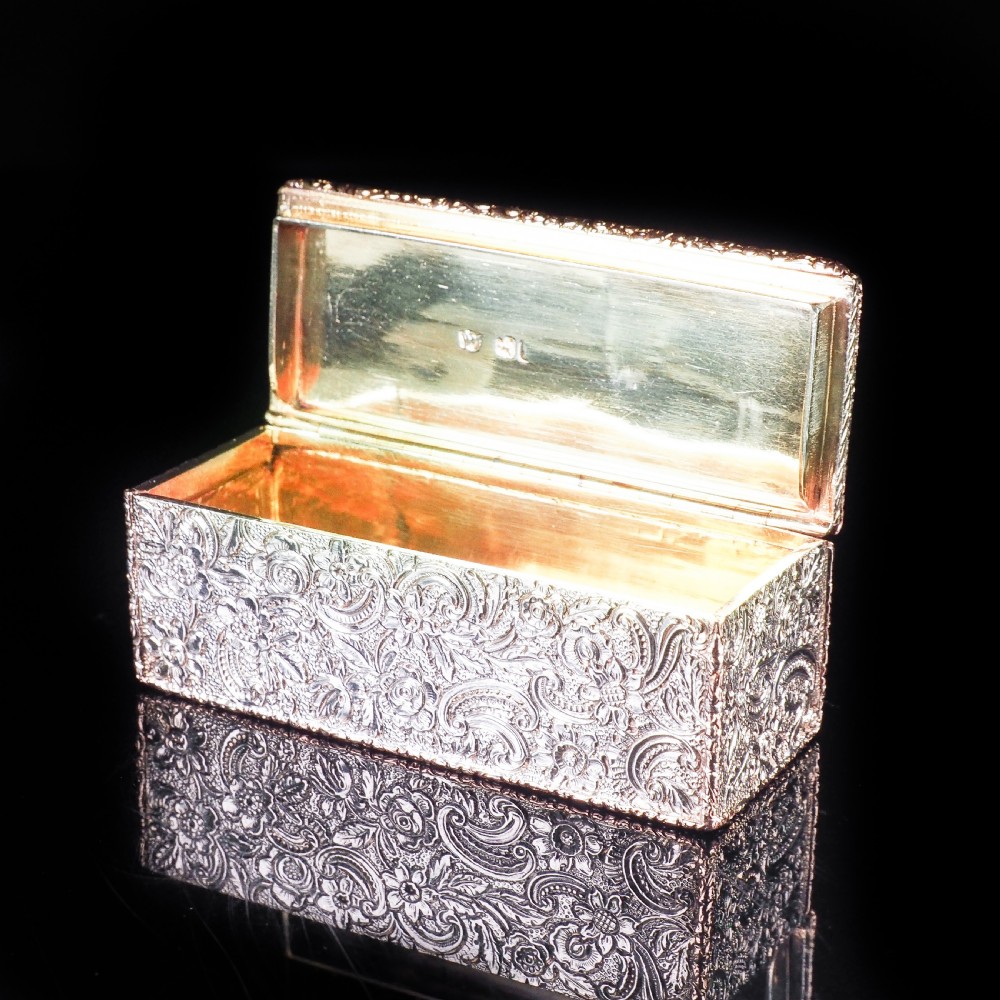 Magnificent Georgian Rose Gold & Silver Table Snuff Box - William Parker 1824 View XV