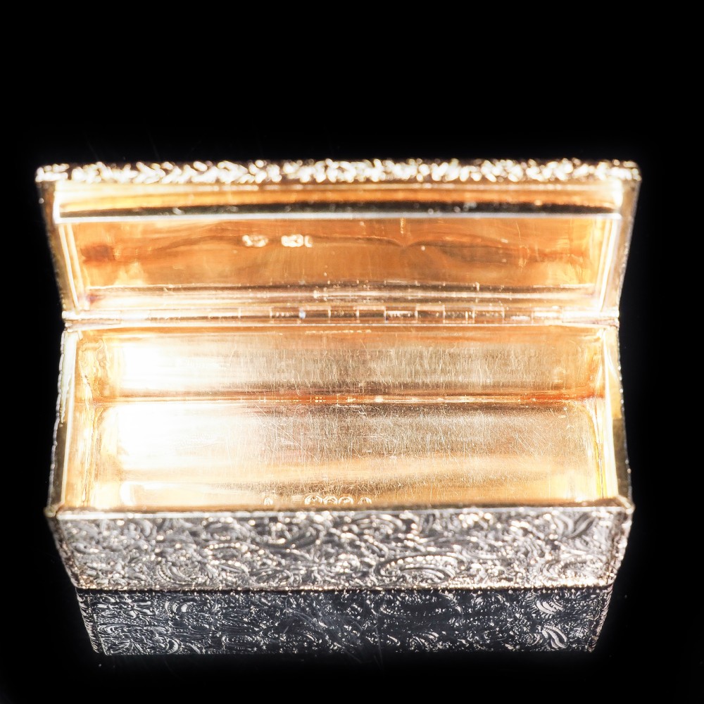 Magnificent Georgian Rose Gold & Silver Table Snuff Box - William Parker 1824 View XVI