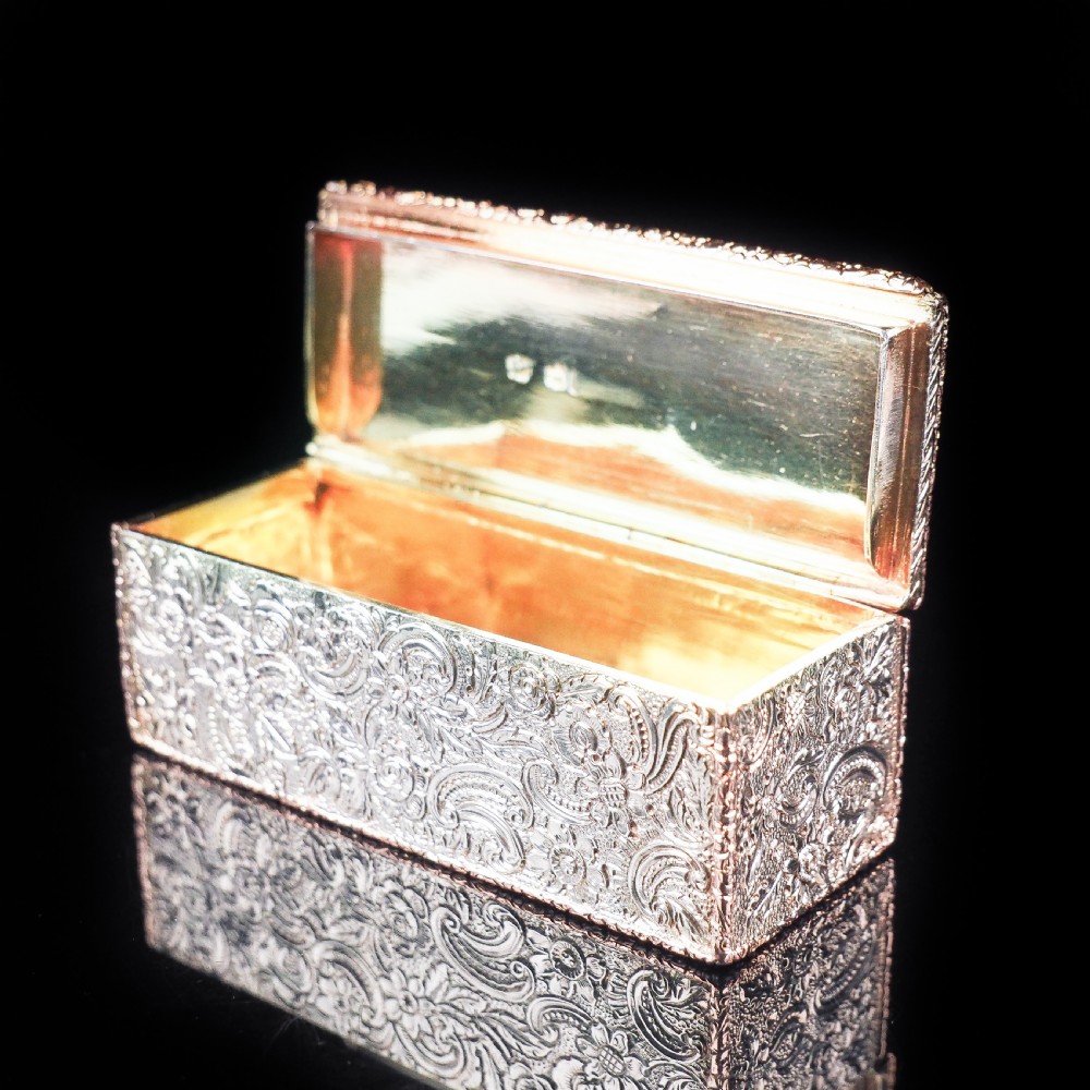 Magnificent Georgian Rose Gold & Silver Table Snuff Box - William Parker 1824 View XIX