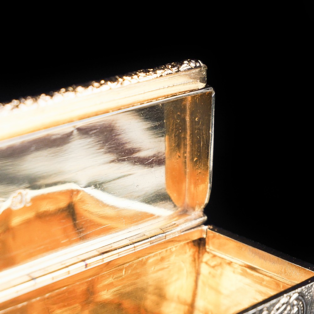 Magnificent Georgian Rose Gold & Silver Table Snuff Box - William Parker 1824 View XXII
