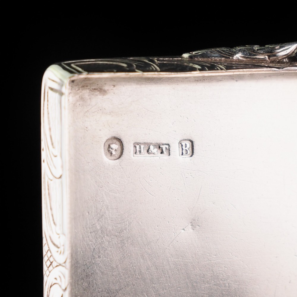 Antique Table Silver Snuff Box with Hand Engraved Scrolls - Victorian 1850 View XIX